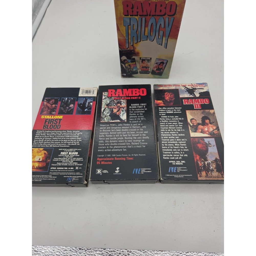 Rambo Trilogy VHS Parts 1 2 3 First Blood, First Blood Part II, Rambo III Tested - Picture 4 of 8